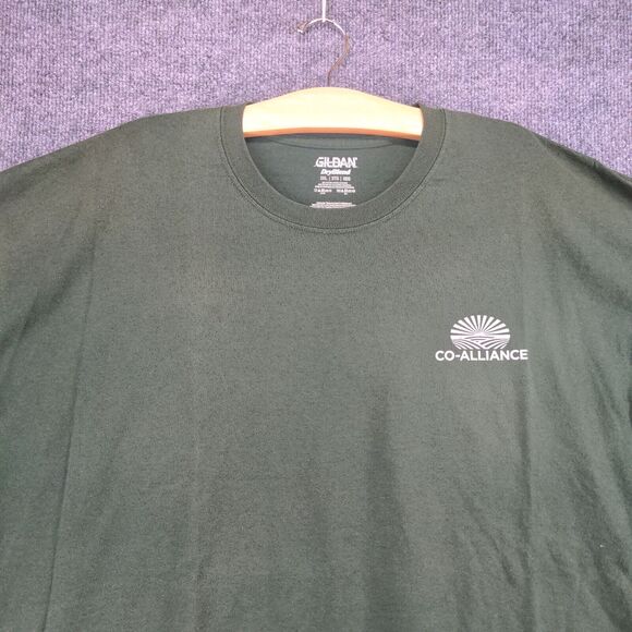 Gildan Mens Co-Alliance Logo T-Shirt Green 3XL Crew Neck Polycotton Dry Blend - Picture 3 of 14